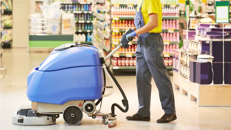 Clean and organized retail store with neatly arranged products and spotless floors