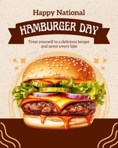Illustrated juicy hamburger with cheese, lettuce, pickles, and dripping sauce