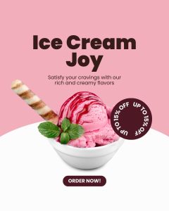 Two ice cream cones, one with mint green flavor and another with chocolate and nuts, on a colorful split background.