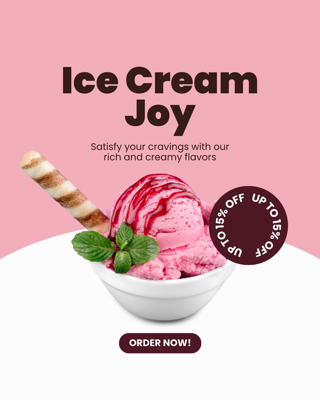 Two ice cream cones, one with mint green flavor and another with chocolate and nuts, on a colorful split background.