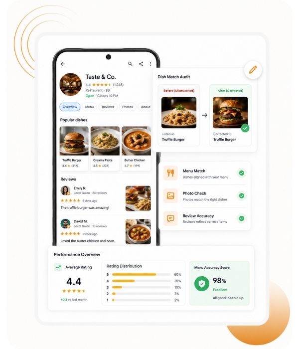 How can I audit and fix mismatched dishes on Google?