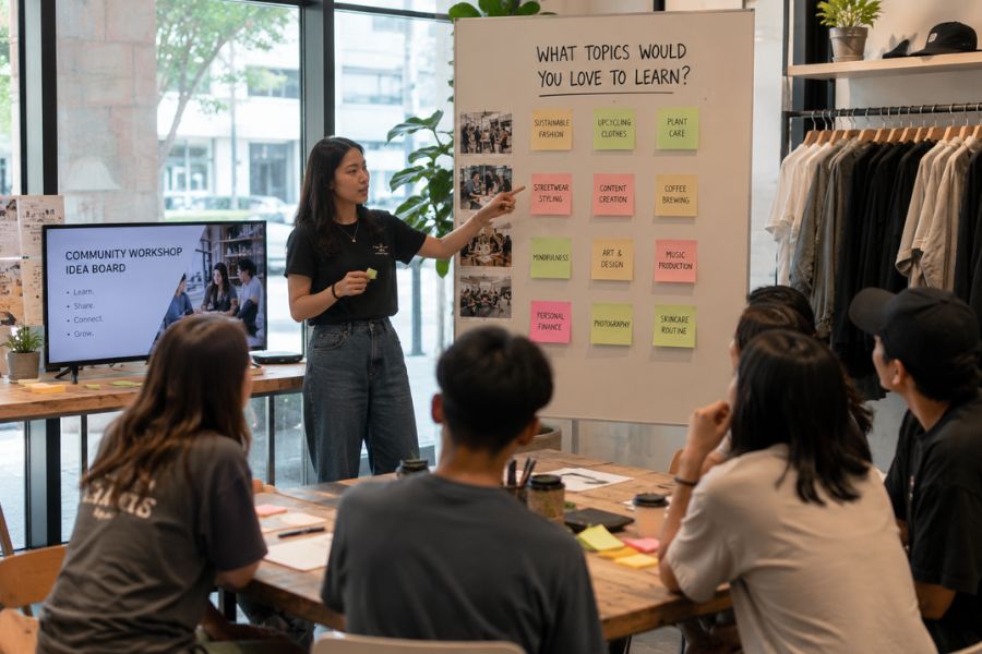 How can retailers identify popular topics for community workshops?