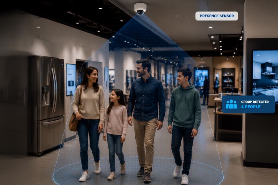 How do sensors detect how many people are in groups