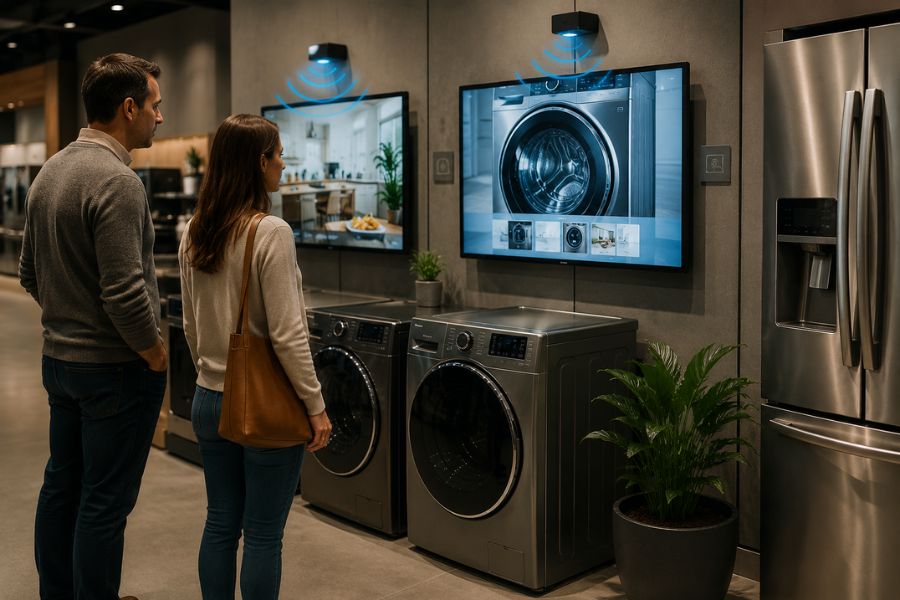 How do presence sensors transform the traditional appliance shopping experience
